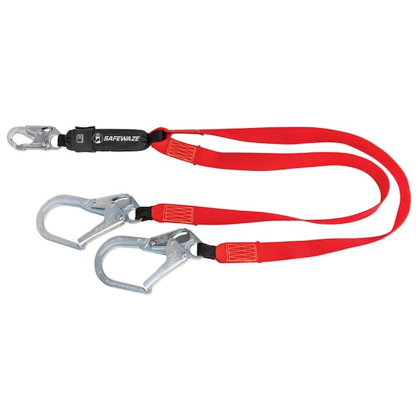 Safewaze Energy Absorbing Lanyard, 6 ft. Length, Forged Steel, 2 Leg(s) FS77435-WE-DL - main